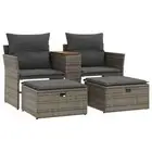 Garden Sofa 2-Seater With Stools Grey Poly Rattan fabric,plastic,rattan Sofas Ar