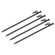 4Pcs Tent Stakes Steel Heavy Camping Tent Pegs 40cm/16 in with Hook, Black