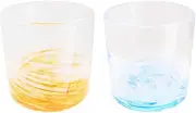 Ripples rock glass set of two (orange-blue)