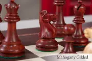 The Reykjavik II Series Chess Set, Box & Board Combination - Mahogany Gilded