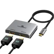 USB C to Dual HDMI Adapter (4K@60Hz) Type C (Source) to HDMI(Display) Splitte...