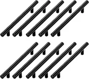 10 PCS Kitchen Cabinet Handles, Modern Furniture Drawer Pulls, Alloy Drawer Handles with Screw, Circular Handles, Bedroom Drawer Knobs, Wardrobe Door Handles, 96mm Hole Heavy Duty Solid Pulls (BK)