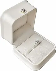 [Generic] PU Leather Jewelry Ring Box, Velvet Interior Square Jewelry Earrings Box for Wedding Christmas Engagement Proposal (White, One size)