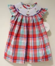 NWT Classic Whimsy Smocked Sailboats Bishop Dress Girl's Size 8