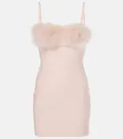 [Blumarine] Blumarine Feather-trimmed jersey minidress AU 8 silver