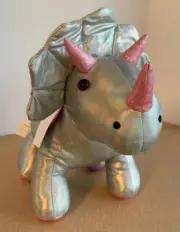 Girls Toddler Olly and Me Plush Iridescent Silver Pink Dinosaur Purse Handbag