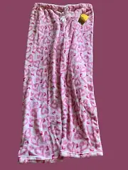 Ladies Hearts Lounge Pants Pajama Size XL Pink White Plush Fleece NWT