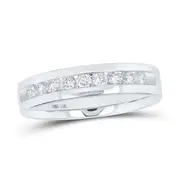 14k White Gold Round Diamond Single-row Channel-set Wedding Band Ring 1/2 Cttw