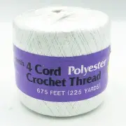 Vintage Woolworth 4 Cord Polyester Crochet Thread 225 yd White