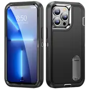 MCC Shockproof iPhone 14 Pro Max Case Cover Heavy Duty with Stand Apple [Black+Black]
