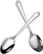 PEPLAYTAL Dining Spoon Set Black Cutlery Stainless Steel Slotted Spoons Household Serving Utensils