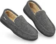 [DUNLOP] Men's Moccasins Slippers with Memory Foam and Fleece Lining, Non-Slip Slippers, Size 41-46