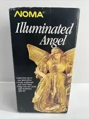 vintage NOMA Lites Illuminated Christmas Tree Angel TOPPER w Original Box Works