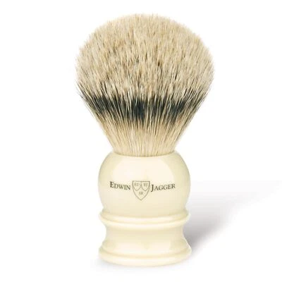Edwin Jagger Traditional Handmade Shaving Brush Silver Tip Badger M-XL NEW