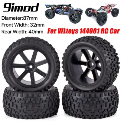 4x RC Tires Wheels 12mm Hex Tyre For Wltoy 144001 124019 Traxxas 1/10 Buggy Car