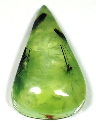 38 Ct 8X19X31 mm Natural Green Rutile Prehnite Pear Cabochon Gemstone DF-349