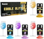 Roizefar Edible Glitter, 4 Colors x 4g Edible Glitter for Drinks, Food Grade Sprinkles Luster Dust Powder Set for Chocolate, Wine, Strawberries, Cake Decorating