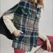 Anthropologie Andersen & Lauth Plaid Caplet Poncho coat One Size