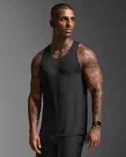 Light Speed Tech Singlet, 2XU, XXL, Black/Black Reflective, Male