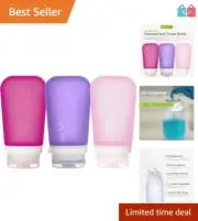 Eco-Friendly GoToob+ Refillable Bottles - Locking Cap, 3.4 oz Silicone, 3-Pack