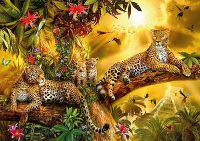Needlework DIY Counted Cross Stitch Chart - Golden Leopard