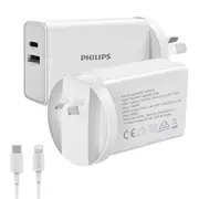 Philips 20W Power Adapter Wall Charger with 1.25m USB-C to L Cable DLP4342L