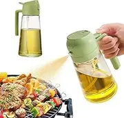 Oil Dispenser Bottle for Kitchen, 2 in 1 Olive Oil Dispenser and Oil Sprayer,470ml Glass Liquid condiment sprayer, Drip-Free for Kitchen/Cooking/Salad/Air Fryer/Barbecue