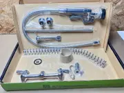 Wall-Mount 8" Center Pre-Rinse Commercial Faucet w/ 44" Stainless Steel FlexHose