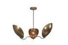 Pendant Chandelier Curved Shade 3 Light Modern Brass Mid Century Lamp Fixture