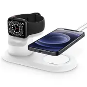 2 In 1 Charging Stands for Magsafe Apple Watch Charger-White