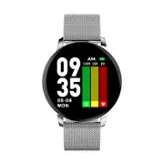 R5 Music Control Heart Rate Blood Pressure Oxygen Monitor Dynamic Sports Data Smart Watch SILVER COLOR