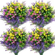 12Pcs UV Resistant Artificial Flowers Outdoor Faux Plants, Hanging Planter Decor