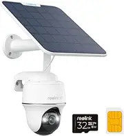 REOLINK Go PT Ultra+SP, 4K Cellular Security Camera Wireless Outdoor, 3G/4G LTE,No WiFi, SIM Card+32GB SD Card Included, Solar Powered, Color Night Vision, Local/Cloud Storage, Smart Detection