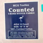 MCG Textiles AIDA Cloth 14 Count Cross Stitch Fabric Pink 12x18 Counted