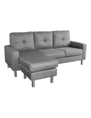 [Sarantino] Adjustable Linen Corner Sofa Lounge Couch Furniture Chair Chaise Grey