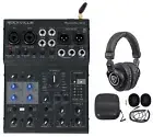 Rockville ROCKMIX 6FX 6 Channel Mixer USB Recording Interface+Effects+Headphones
