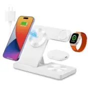 Magnetic 3 in 1 Wireless Charging Station for Magsafe iPhone 12-16 white
