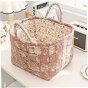 Fabric Storage Basket Thickened Cotton Cloth Portable Large Capacity Collapsible Closet Storage Bins with Handles for Home Organization, 13x11x10in, Closet Bins, Baskets