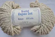 NEW VINTAGE TAN & WHITE BRAIDED ELEGANCE CORD 6mm 100yds - CRAFT MACRAME