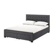 Martina Fabric Bed with Storage Drawers - Dark Grey