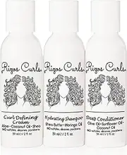 Trio Travel Kit for Curly Hair: Curl Defining Cream, Shampoo, Conditioner (60ml each)