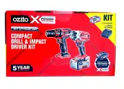 2 Piece Ozito 18V Compact Drill & Impact Driver Combo Kit 4Ah Li-Ion Battery