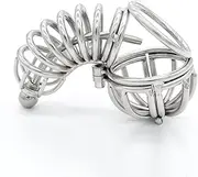 SAHOOSAFETY Stainless steel penis cage chastity belt scrotum ball stretchers CBT with urethral dilator penis ring testicle ring BDSM sex toys for men and women(L)