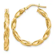 10K Yellow Gold Polished Twisted Hoop Earrings