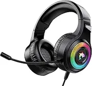 Laspi Gaming Headset for PC Headset for Xbox One, PS4, PC, PS4 Headphones with Microphone, 3.5 mm Surround Sound Gaming Headset with LED Light