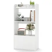 Costway Bookcase w/Drawer Freestanding Bookshelf Storage Rack Display Shelf for Living Room White