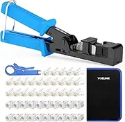 VCELINK Speed Termination Keystone Tool for VCE 90-Degree Keystone Jacks Punch Down Network Tool Kit with 20-Pack CAT6 Keystone Jacks UL-Listed White, 25-Pack RJ45 Connectors and One Mini Wire Strippe