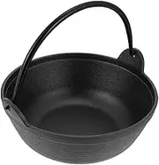 SOLUSTRE Cast Iron Cauldron Pot Portable Non Stick Cooking Skillet for Outdoor Camping Home Use Even Heat Distribution for Stewing Frying