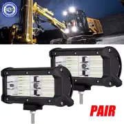 Pair 7" 1296W LED Work Light Bars for Caterpillar Skid Steers Excavator Forklift