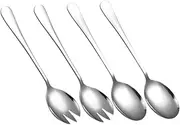 IWOWHERO 4pcs Stainless Steel Salad Utensils Set Heavy Duty Forks Spoons for Effortless Mixing Dishwasher Safe Serving Tools for Home Catering Restaurants Sleek Modern Design